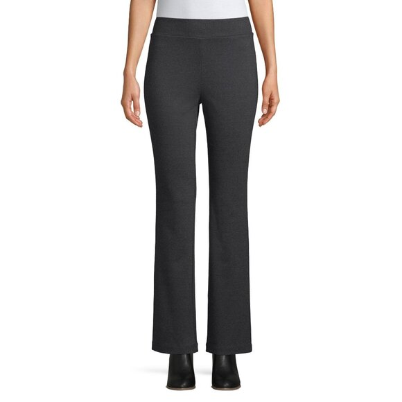 Time and Tru Women’s Petite Knit Bootcut Pants, Black, Size L (12–14) - Picture 1 of 5